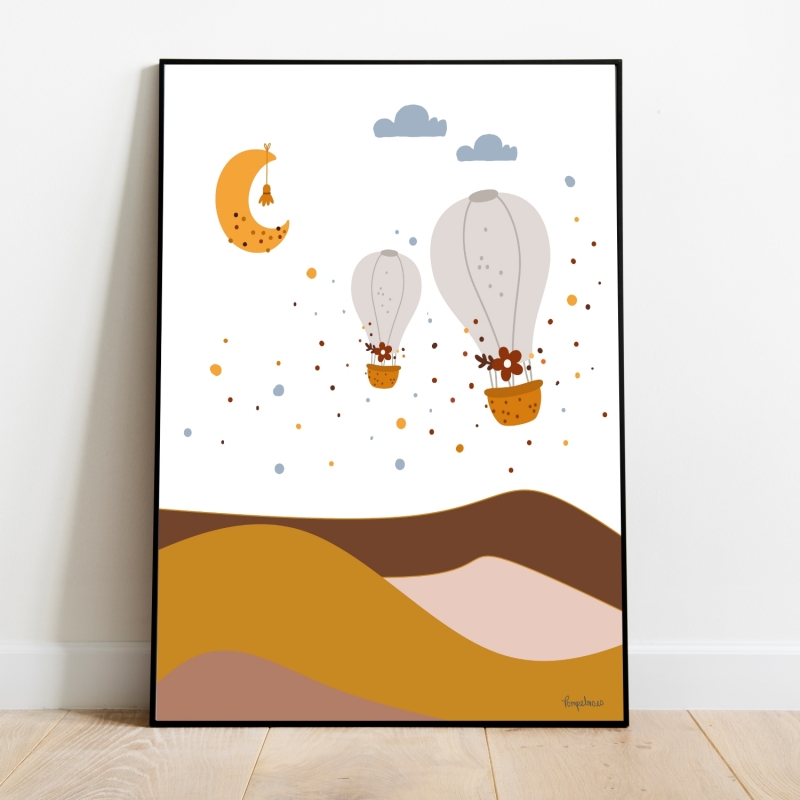 Pompelmoes Αφίσα Hot air balloon landscape