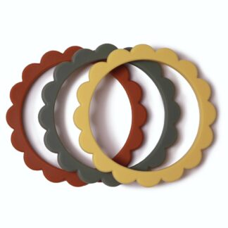 Mushie Μασητικό Σιλικόνης Flower Bracelet 3-τεμ Clay/Dried Thyme/Sunshine