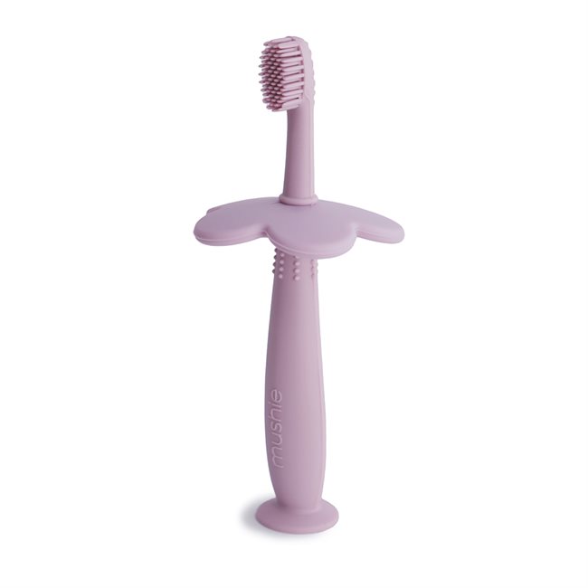 Mushie Εκπαιδευτική Οδοντόβουρτσα Σιλικόνης Flower Soft Lilac