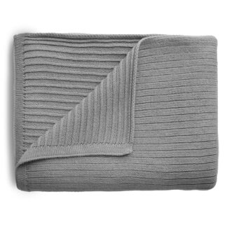 Mushie Κουβέρτα Αγκαλιάς & Λίκνου Ribbed Gray Melange 80x100cm