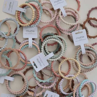 Mushie Μασητικό Σιλικόνης Pearl Bracelet 3 τεμ Berry/Marigold/Khaki - Image 4