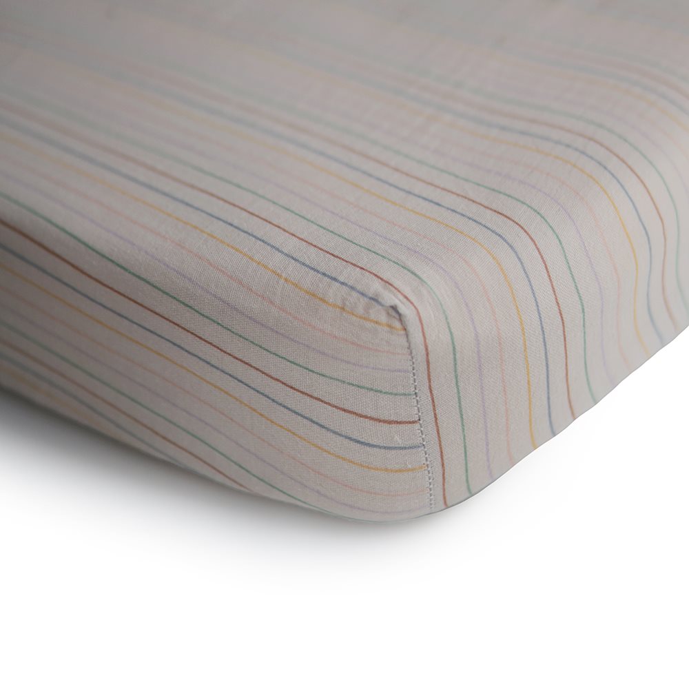 Mushie Σεντόνι λίκνου με λάστιχο 100x40cm Retro Stripes - Image 2