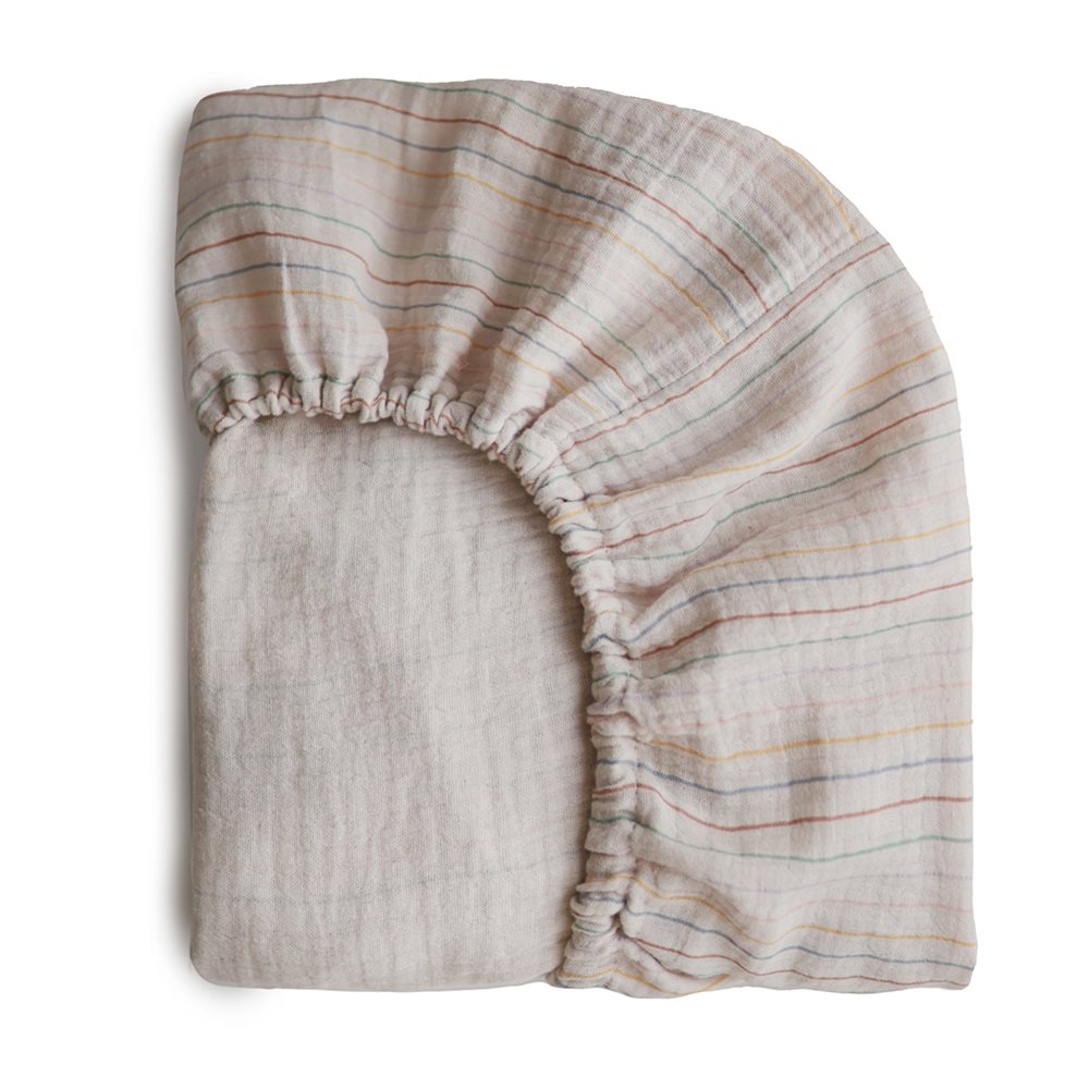 Mushie Σεντόνι λίκνου με λάστιχο 100x40cm Retro Stripes - Image 3