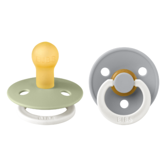 Bibs Πιπίλες Καουτσούκ Νυκτός No1 για 0-6 μηνών Colour Glow Sage & Cloud 2τμχ