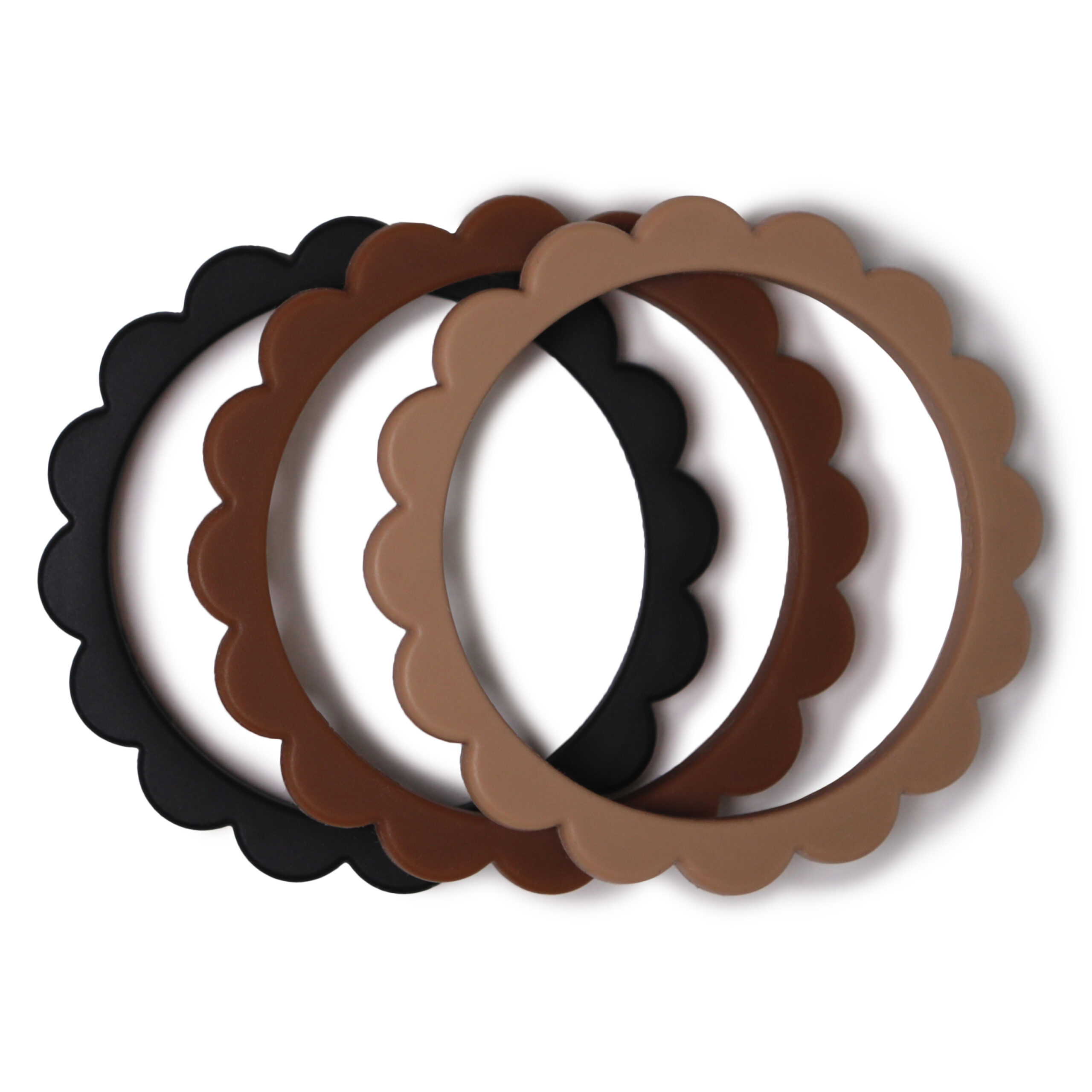 Mushie Μασητικό Σιλικόνης Flower Bracelet 3-τεμ Black/Caramel/Natural