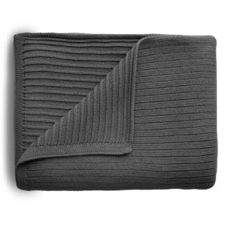 Mushie Κουβέρτα Αγκαλιάς & Λίκνου Ribbed Πλεκτή Dark Grey Melange 80x100cm