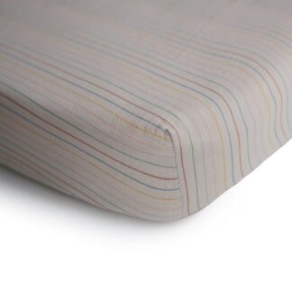 Mushie Σεντόνι Κούνιας Βαμβακερό 120x60cm Retro Stripes