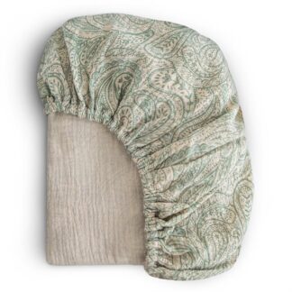 Mushie Σεντόνι Κούνιας Βαμβακερό 120x60cm Green Paisley