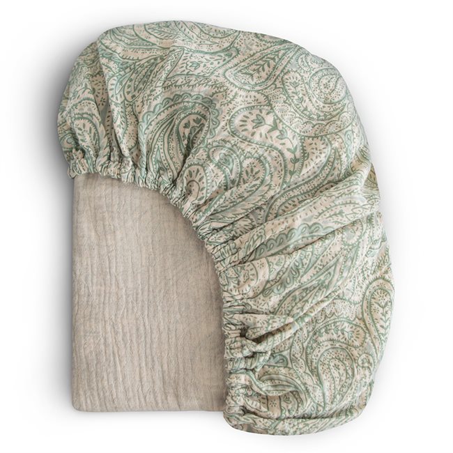 Mushie Σεντόνι Κούνιας Βαμβακερό 120x60cm Green Paisley