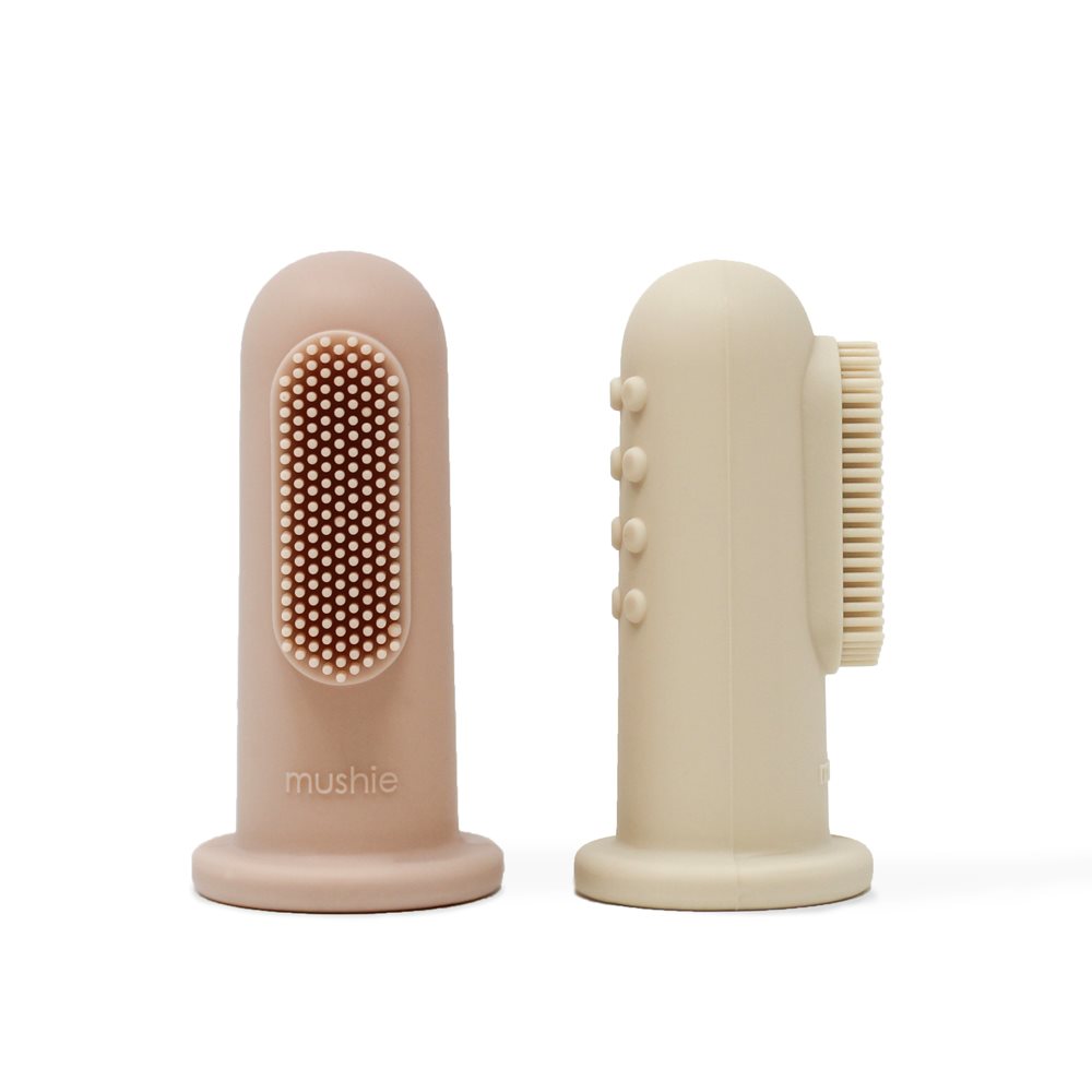 Mushie Βρεφική Οδοντόβουρτσα Δαχτύλου για 0m+ 2τμχ Blush/Shifting Sand