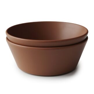 Mushie Μπολ φαγητού Round Caramel Σετ 2 τεμάχια