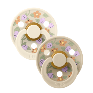 Bibs Πιπίλες Καουτσούκ No2 για 6-18 μηνών Liberty Strawberries Cream Ivory Mix 2τμχ