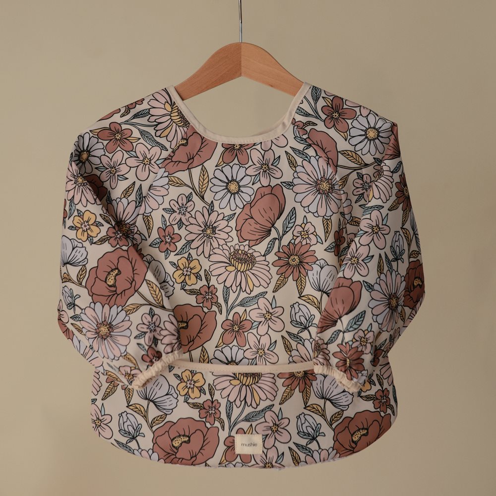 Mushie Σαλιάρα Αδιάβροχη με Μανίκια Retro Flowers - Image 2
