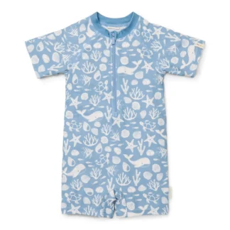 Little Dutch Ολόσωμο κοντομάνικο μαγιό με προστασία UV Sea Life Ocean Blue