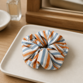 Mood Scrunchie orange stripes χειροποίητο