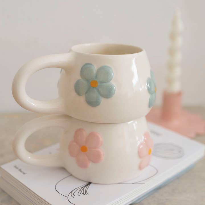 Κούπα κεραμική χειροποίητη Flower Cup Green - Image 3