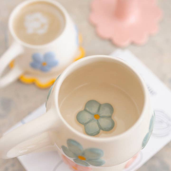 Κούπα κεραμική χειροποίητη Flower Cup Green - Image 2