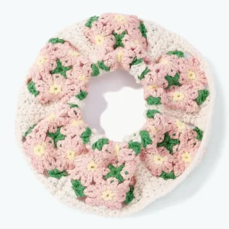 Scrunchie Πλεκτό Ελαστικό με Σχέδιο Λουλουδιών FQ300HS