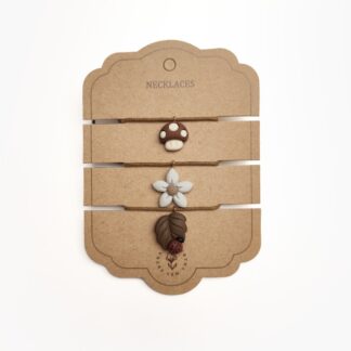 Mrs Ertha Παιδικό Κολιέ με Κορδόνι Mushroom + Flower + Leaf 3 τεμ
