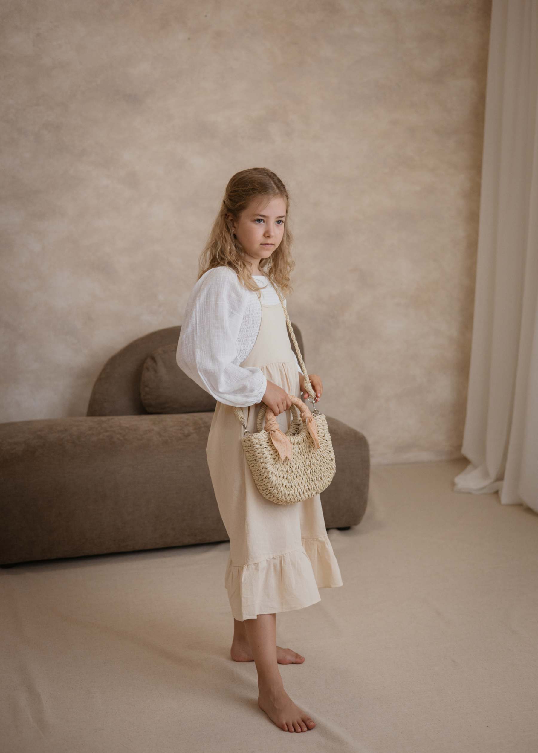 Mrs Ertha Τσάντα Μίνι από ψάθα Blush Dots - Image 4